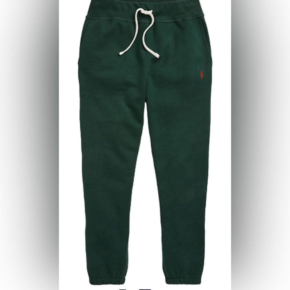 POLO RALPH LAUREN RL Athletic Fleece Sweatpants/Joggers Green Orange Pony - Picture 2 of 14